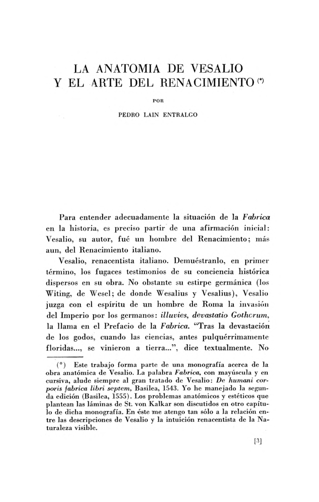 Pdf La Anatomía De Vesalio Y El Arte Del Renacimiento / Por Pedro Laín