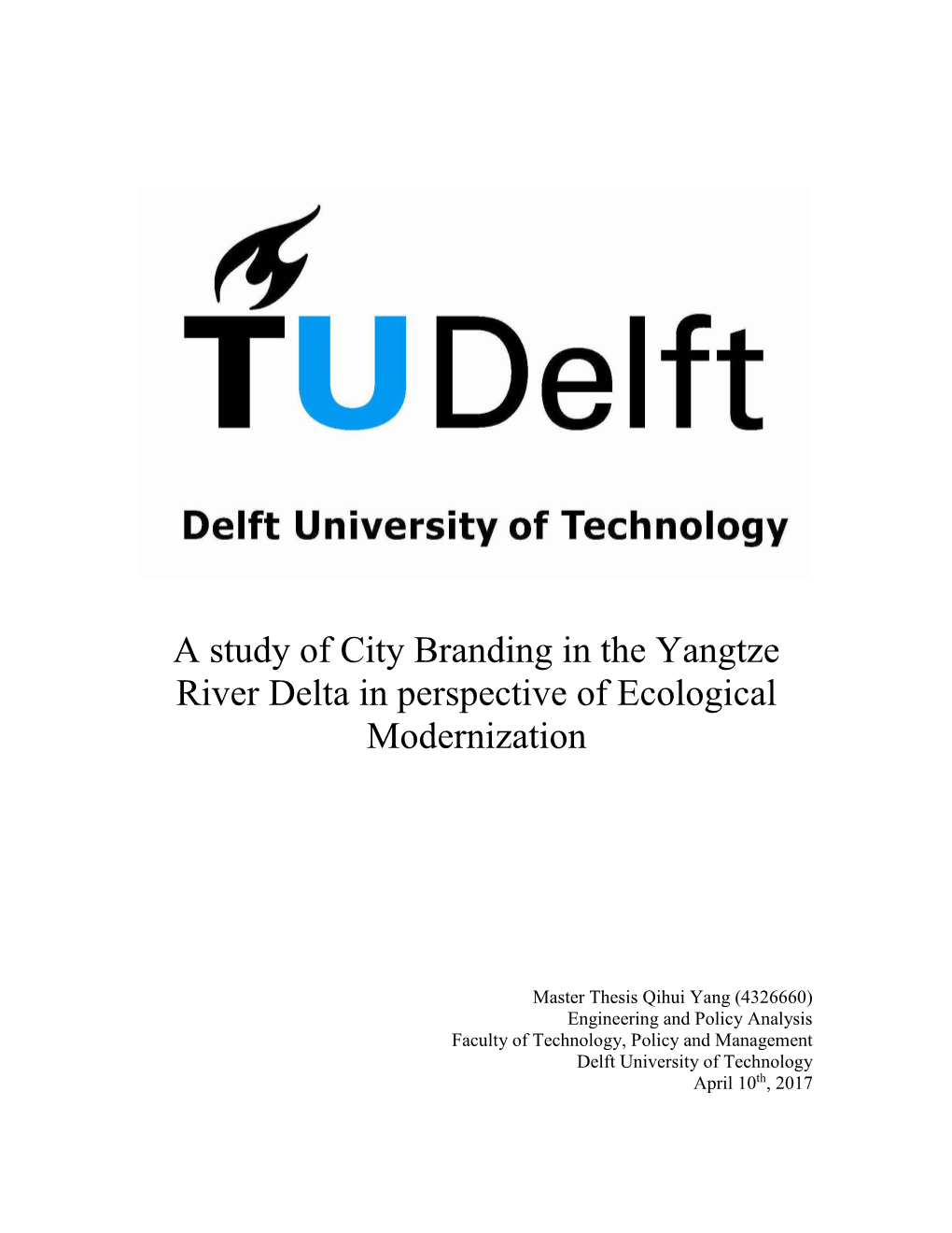 A Study of City Branding in the Yangtze River Delta in Perspective of Ecological Modernization