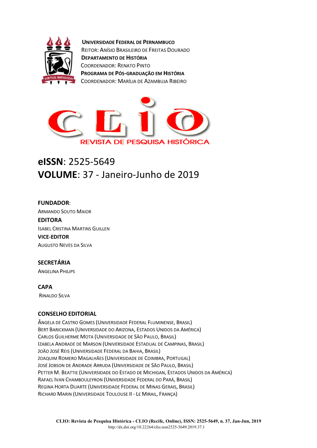 2525-5649 VOLUME: 37 - Janeiro-Junho De 2019