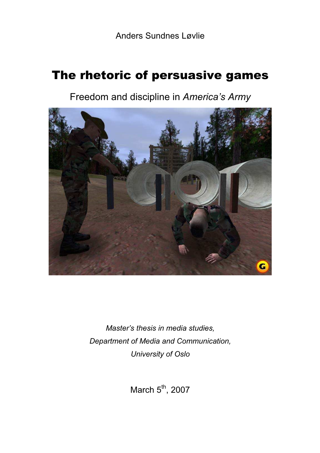 The Rhetoric of Persusasive Games