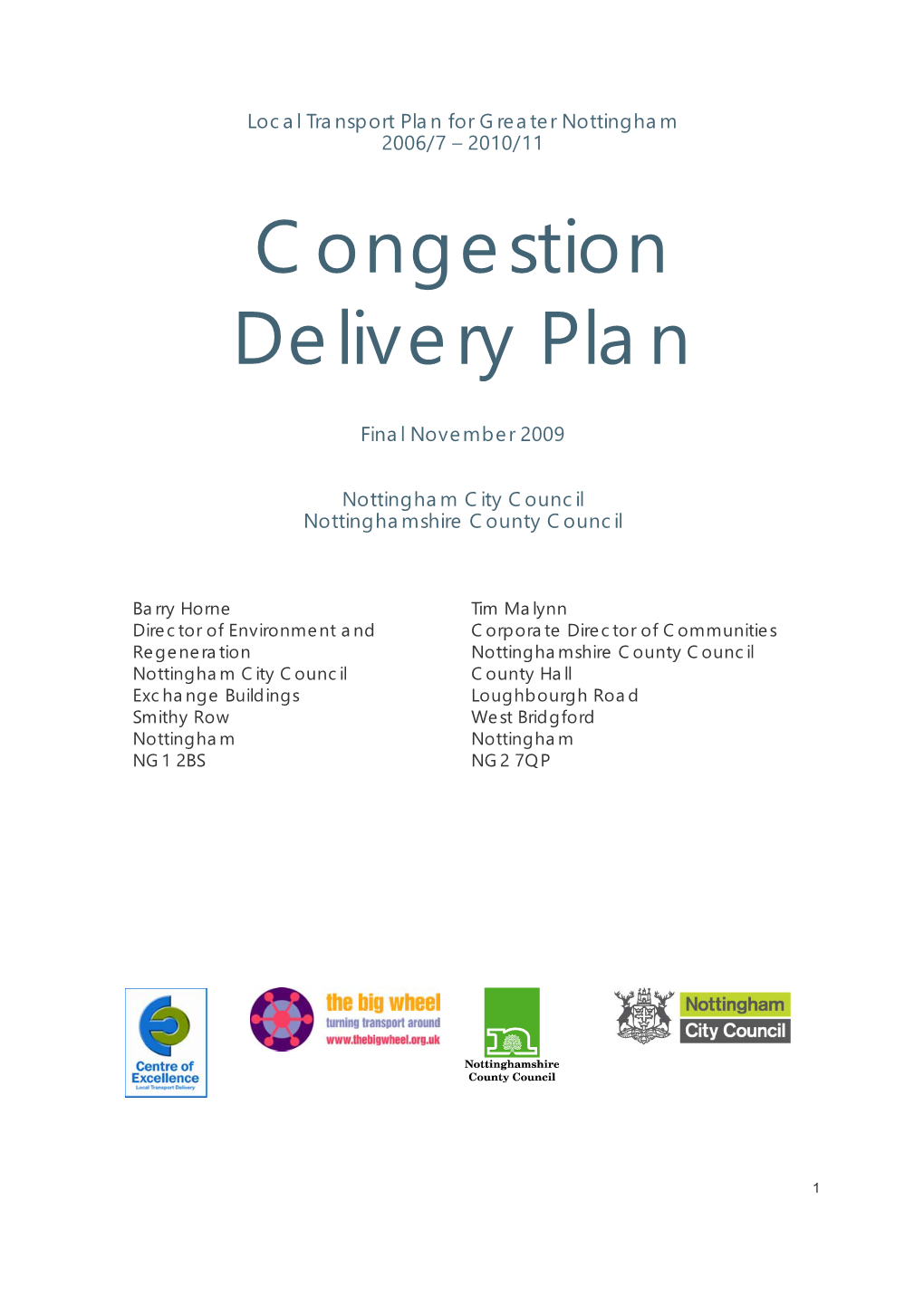 Congestion Delivery Plan