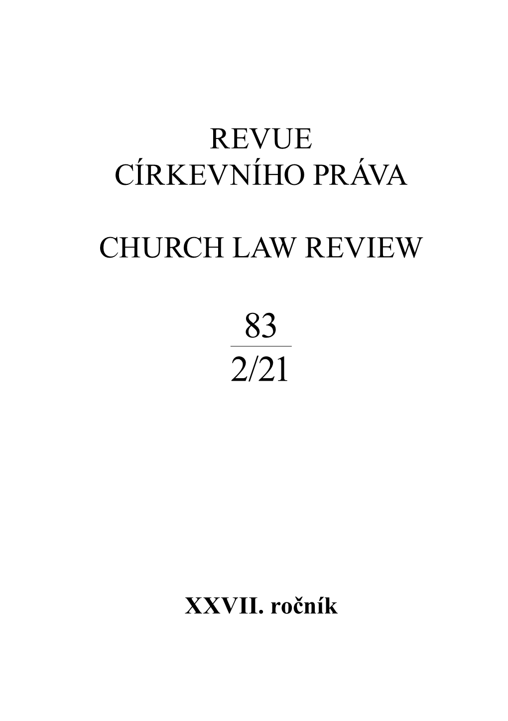 Revue Církevního Práva Church Law Review