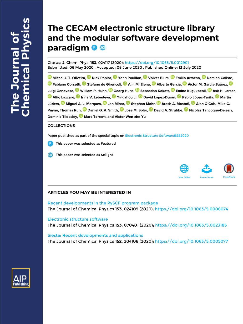 The CECAM Electronic Structure Library and the Modular Software Development Paradigm