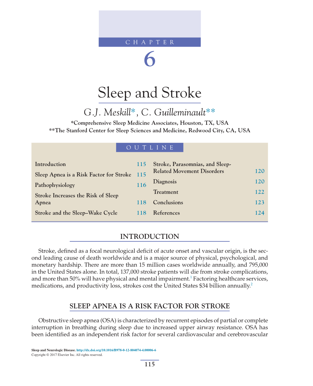 CHAPTER 6 Sleep and Stroke G.J