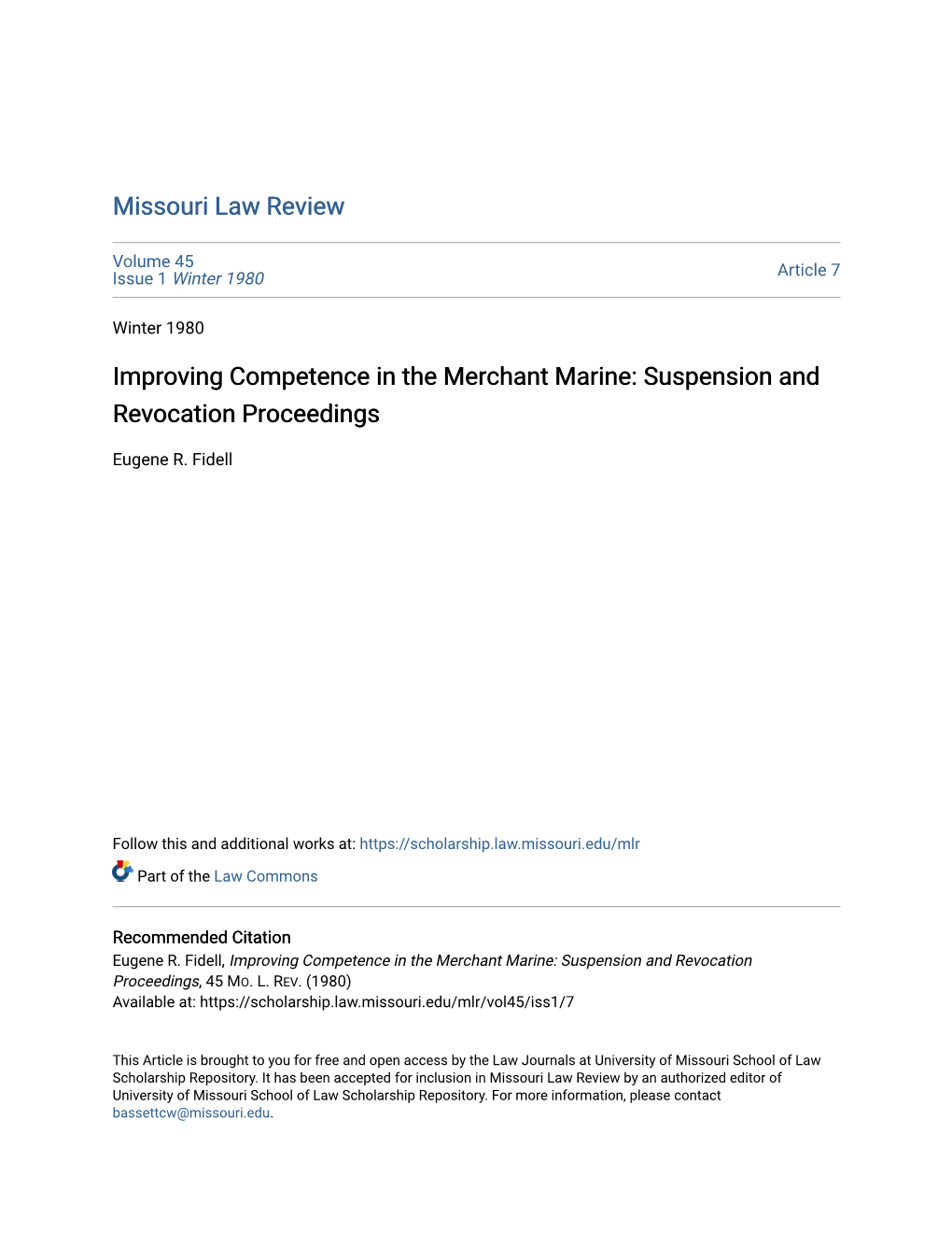 Improving Competence in the Merchant Marine: Suspension and Revocation Proceedings