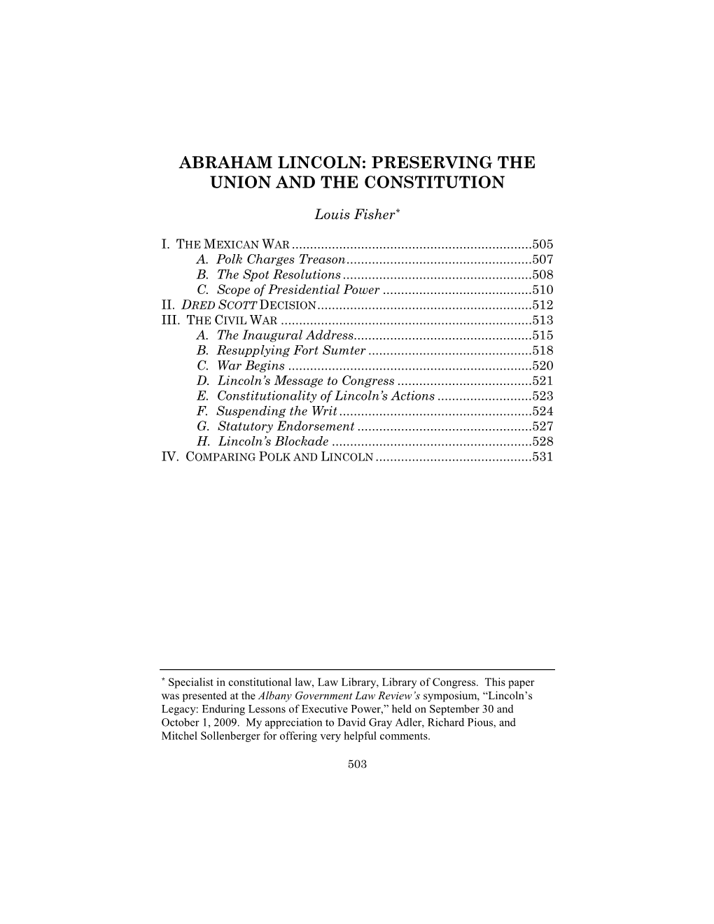 Abraham Lincoln: Preserving the Union and the Constitution