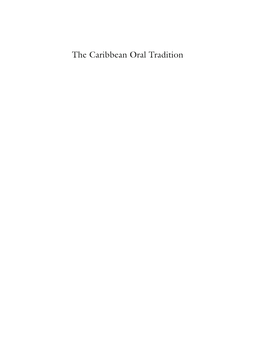 The Caribbean Oral Tradition