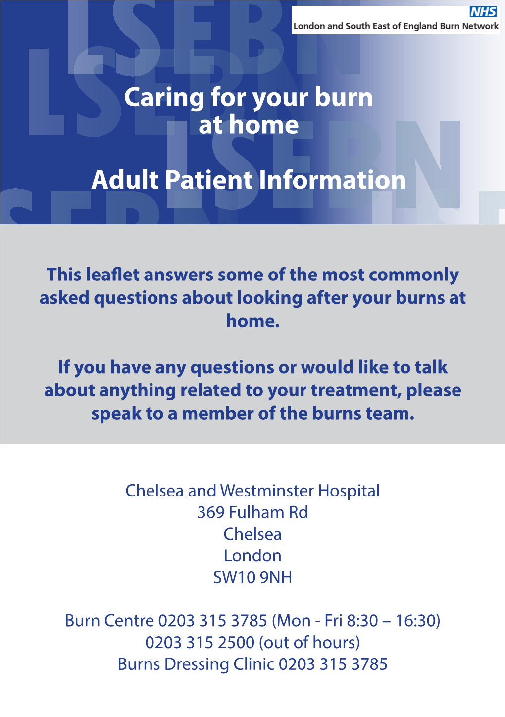 Caring for Your Burn at Home Adult Patient Information