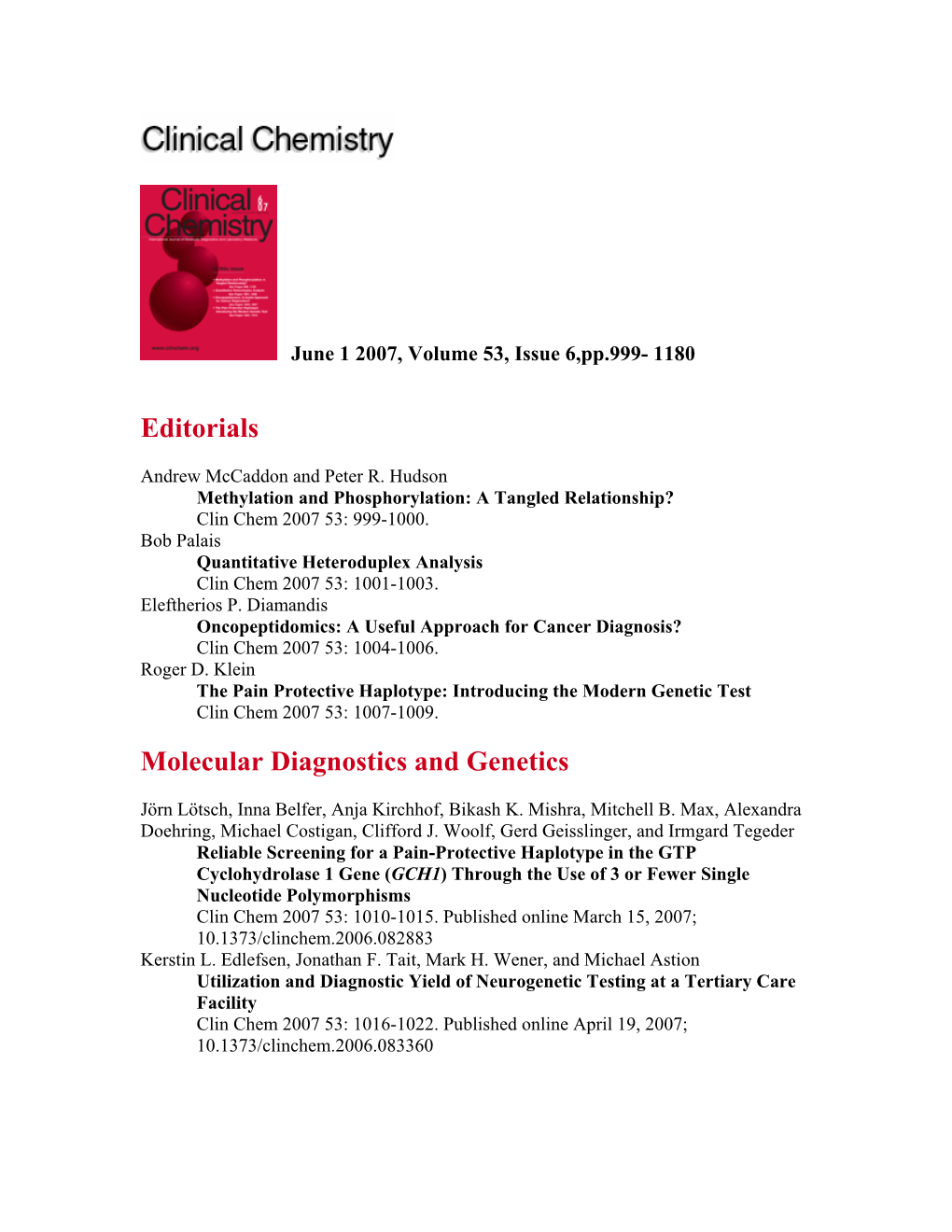 Clinical Chemistry