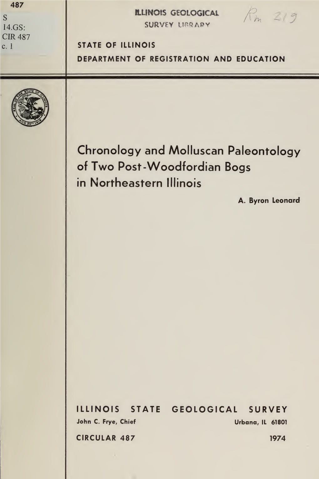Chronology and Molluscan Paleontology of Two Post-Woodfordian Bogs in Northeastern Illinois