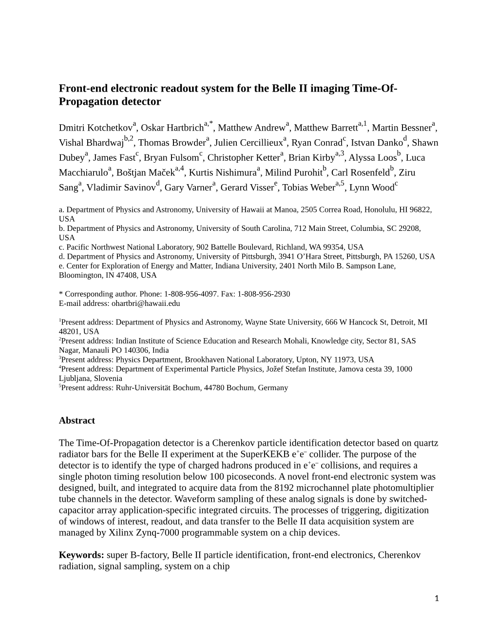 Front-End Electronic Readout System for the Belle II Imaging Time-Of- Propagation Detector