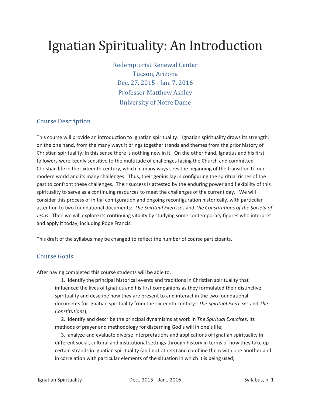 Ignatian Spirituality: an Introduction