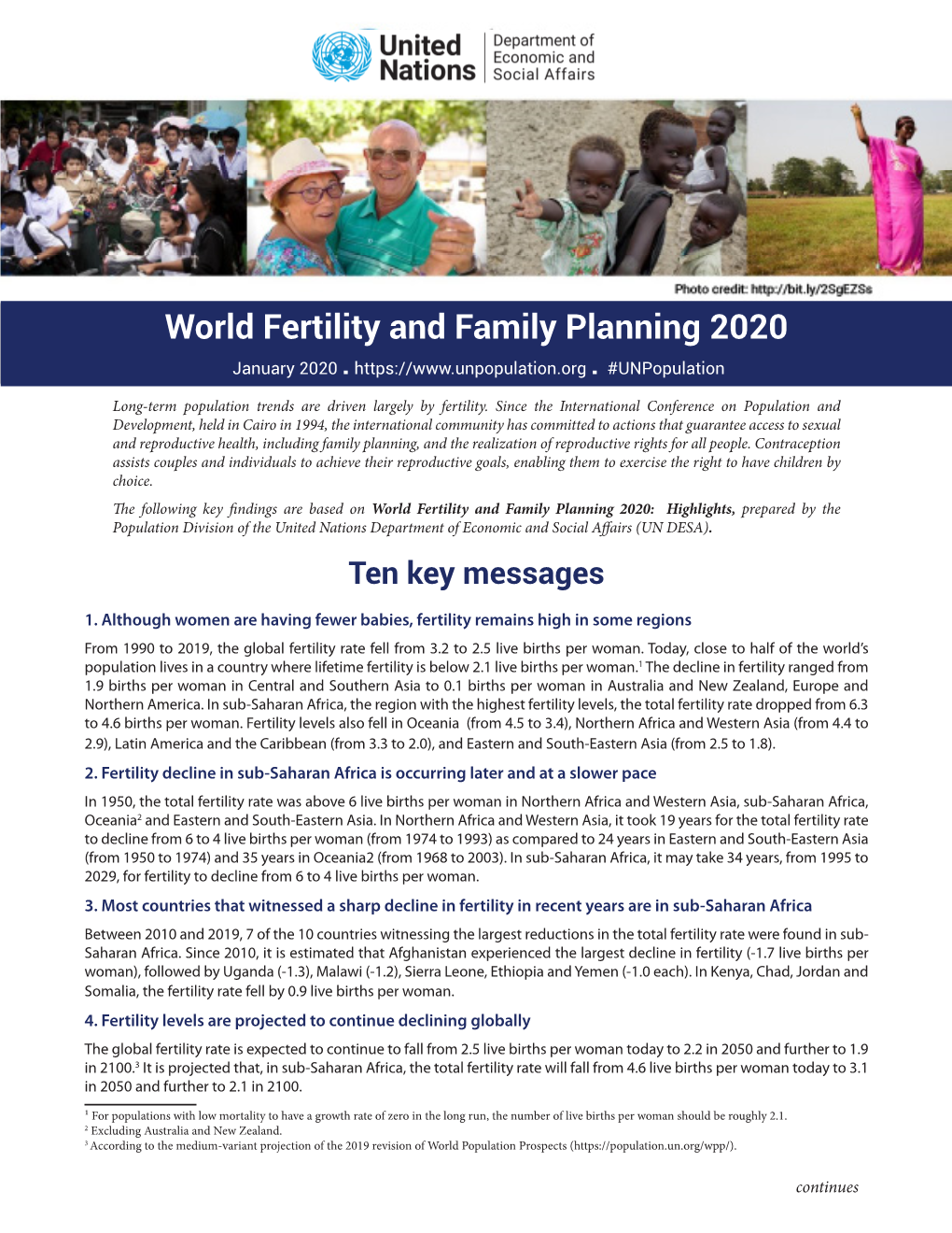 World Fertility and Family Planning 2020: Ten Key Messagespdf