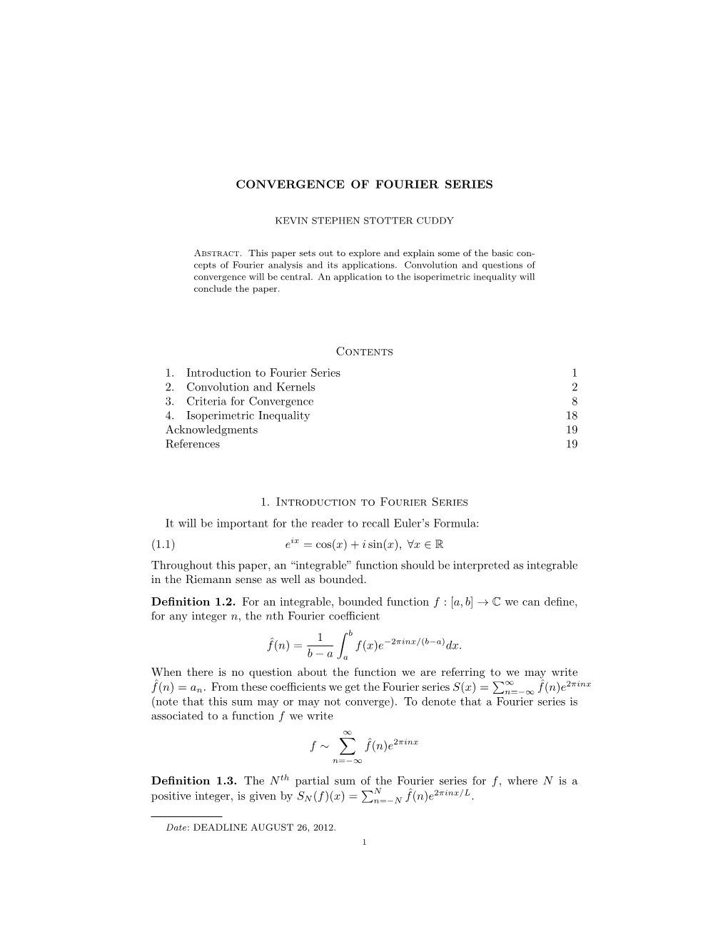 Convergence of Fourier Series