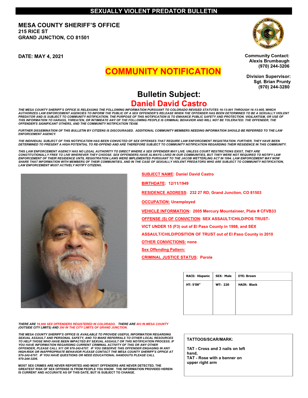 Daniel David Castro Community Bulletin