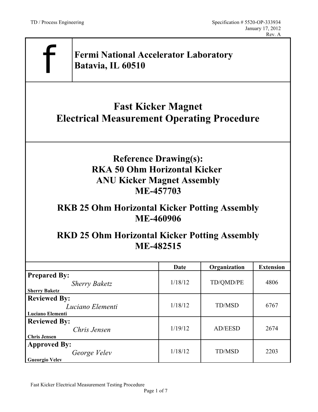 TD / Process Engineering Specification # 5520-OP-333934