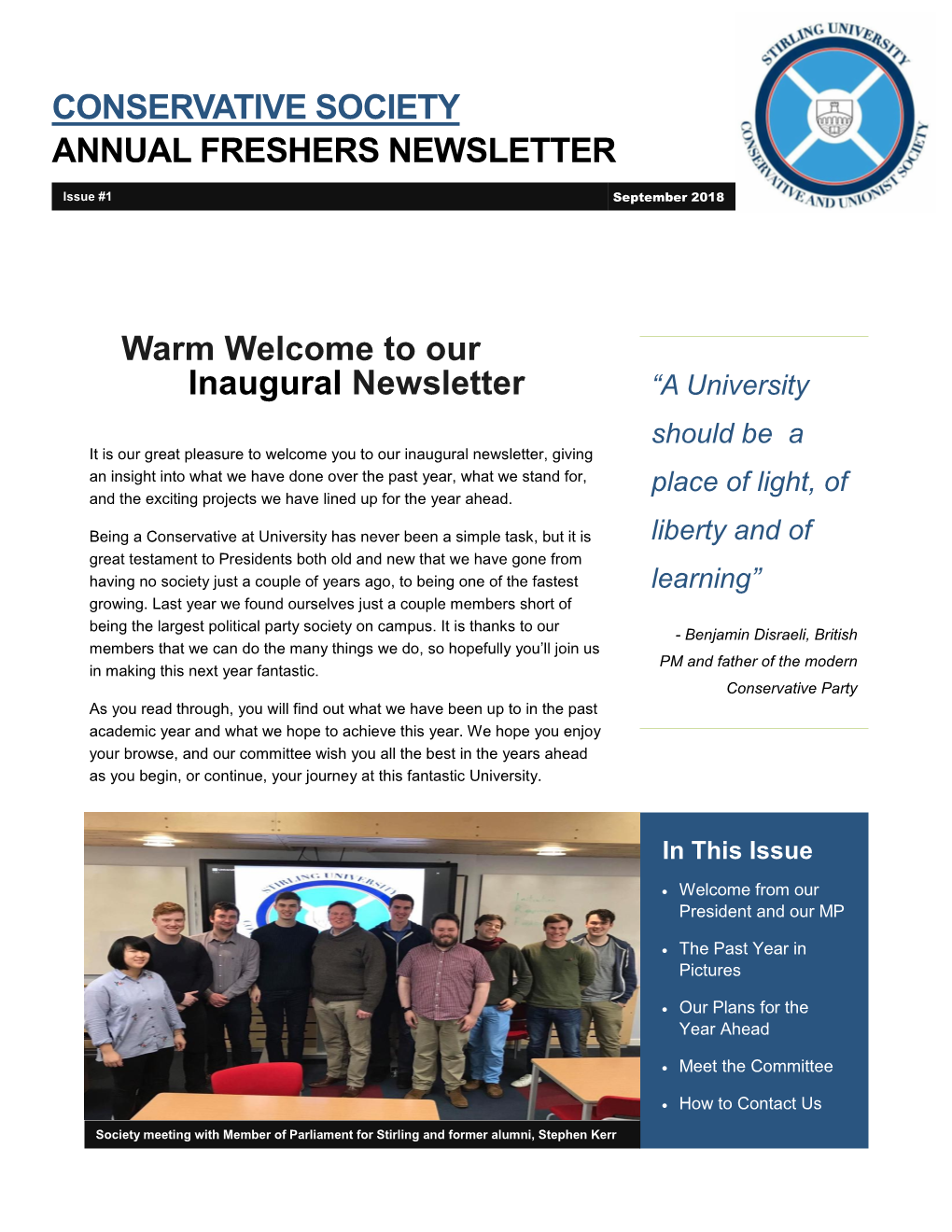 Conservative Society Annual Freshers Newsletter