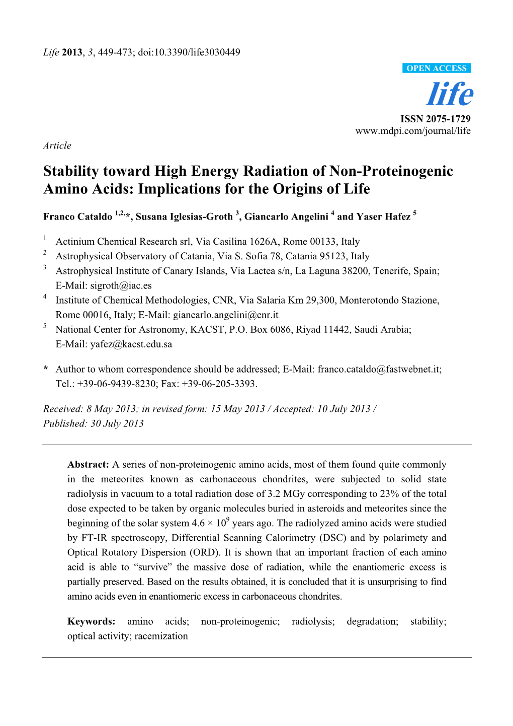 Stability Toward High Energy Radiation of Non-Proteinogenic Amino Acids: Implications for the Origins of Life