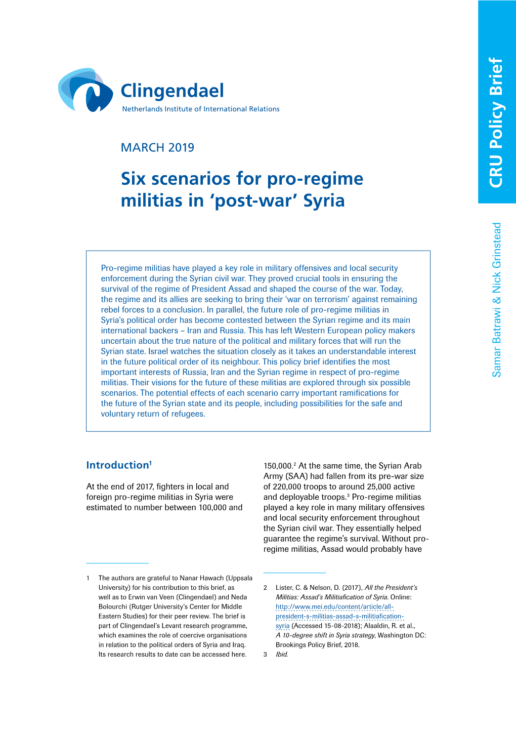 Six Scenarios for Pro-Regime Militias in 'Post-War' Syria