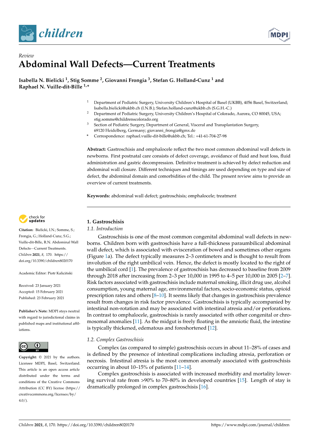 Abdominal Wall Defects—Current Treatments