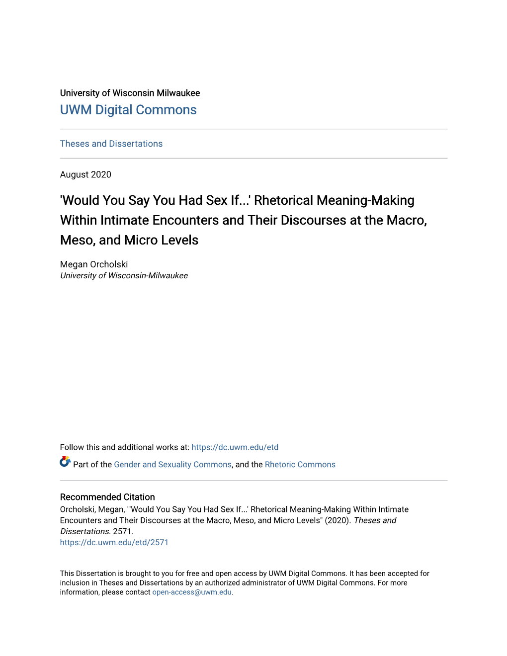 Rhetorical Meaning-Making Within Intimate Encounters and Their Discourses at the Macro, Meso, and Micro Levels