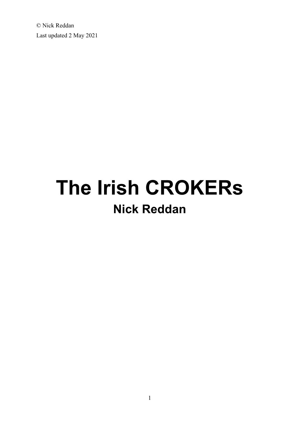 The Irish Crokers Nick Reddan