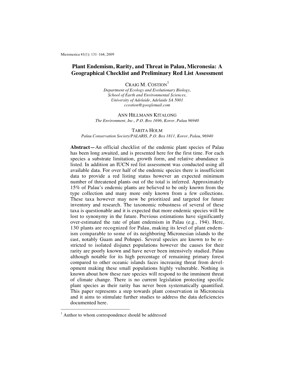 9 Costion Plant Endemism 133-166 PROOFS