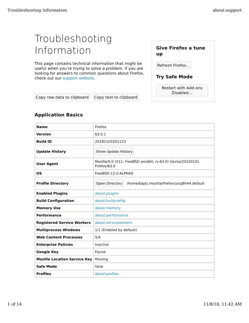 Troubleshooting Information About:Support