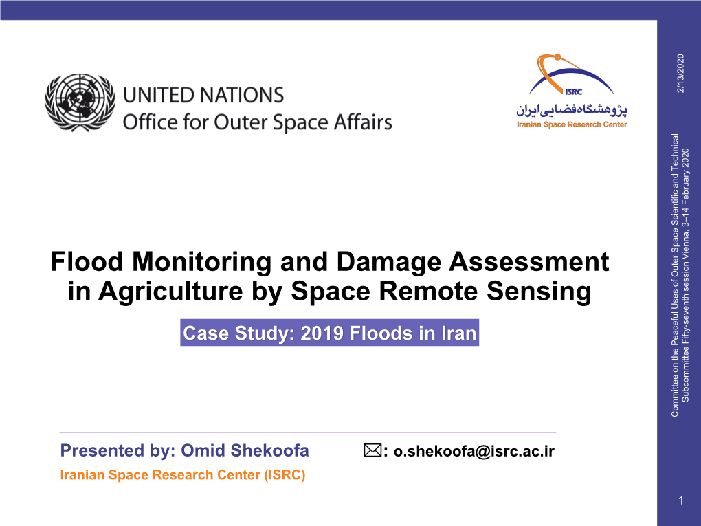 Flood Monitoring and Damage Assessment in Agriculture by Space