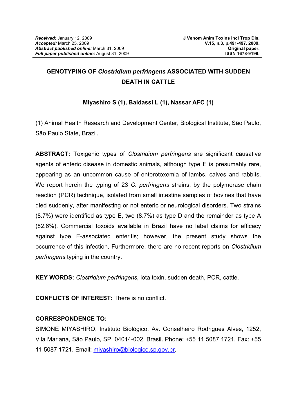 Diagnosis of Clostridium Perfringens