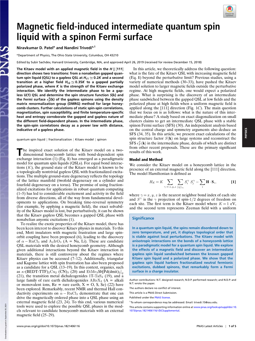 Magnetic Field-Induced Intermediate Quantum Spin Liquid with a Spinon