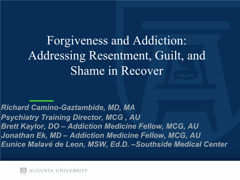 Addressing Resentment, Guilt, and Shame in Recover