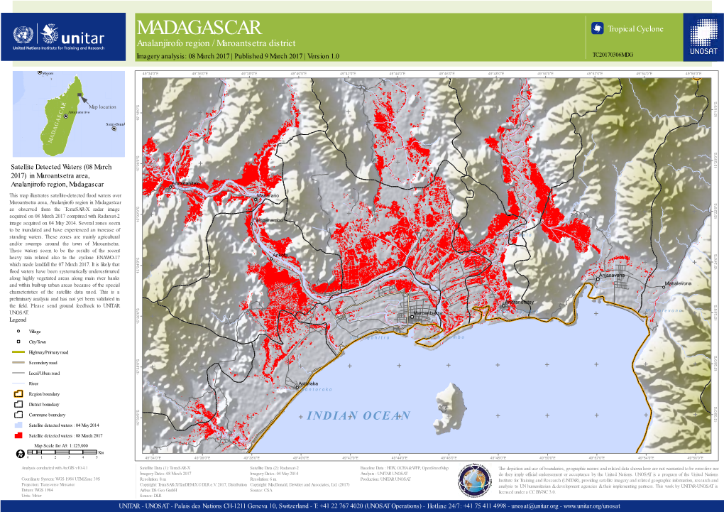 MADAGASCAR 5Æ Tropical Cyclone Analanjirofo Region / Maroantsetra District Imagery Analysis: 08 March 2017 | Published 9 March 2017 | Version 1.0 TC20170306MDG