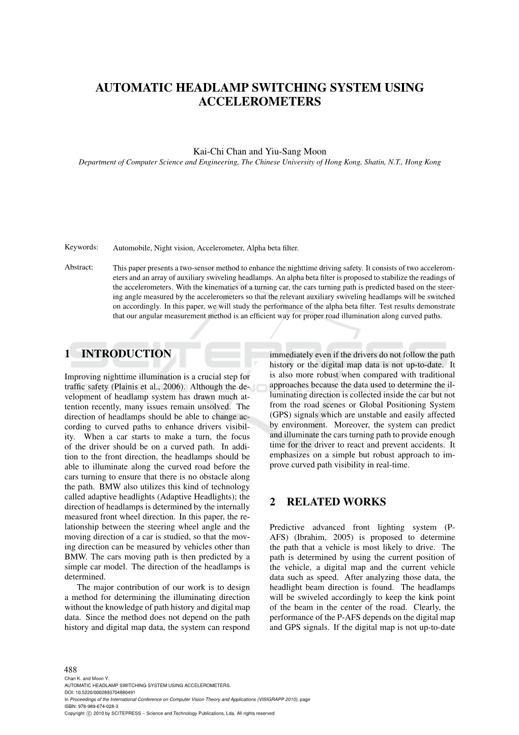 Automatic Headlamp Switching System Using Accelerometers