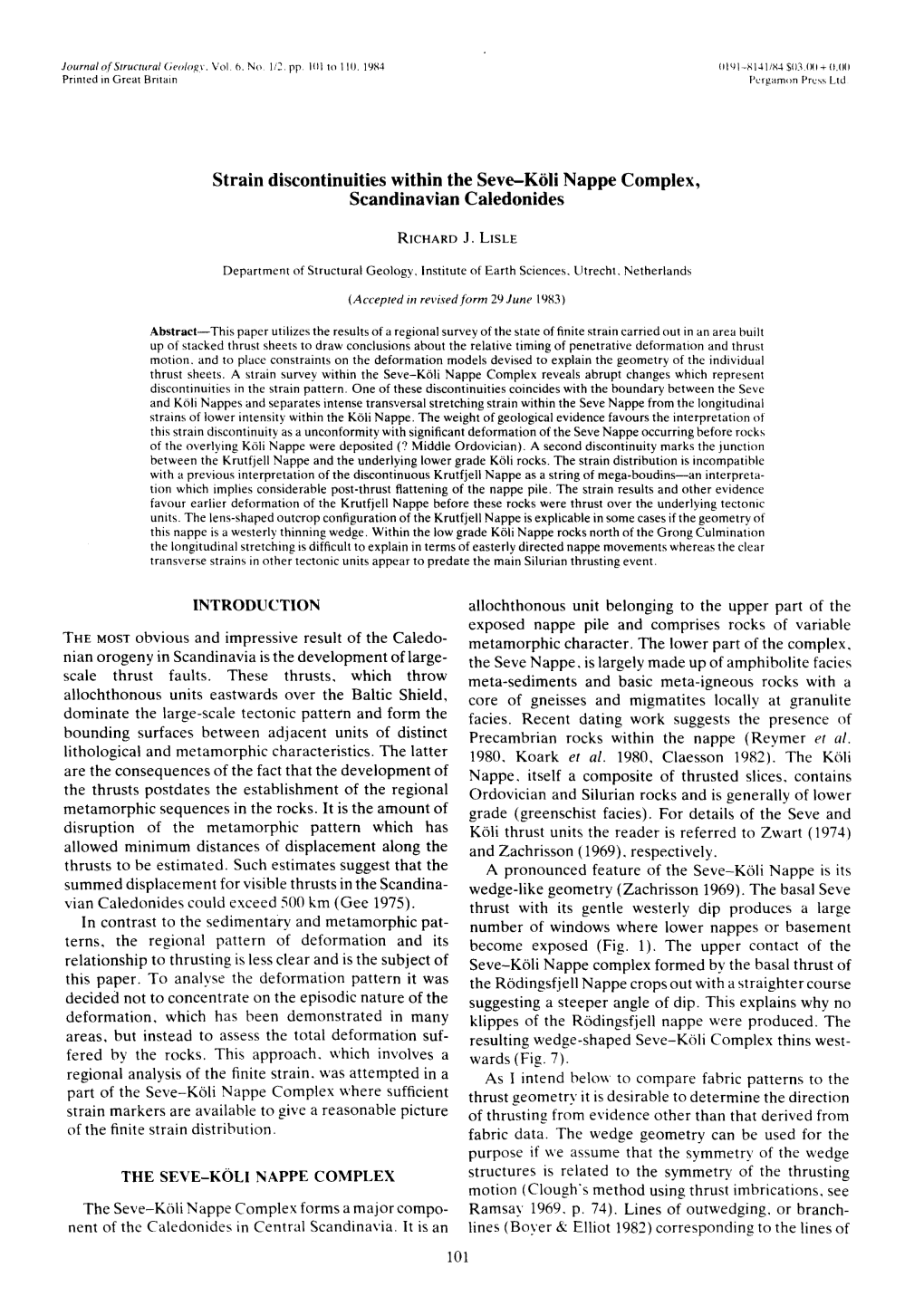 Strain Discontinuities Within the Seve-K61i Nappe Complex, Scandinavian Caledonides