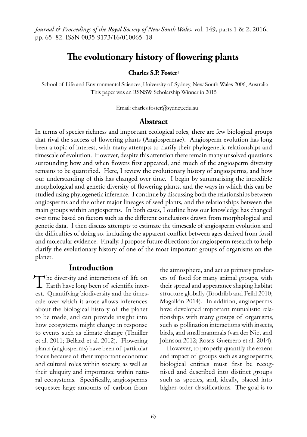 The Evolutionary History of Flowering Plants