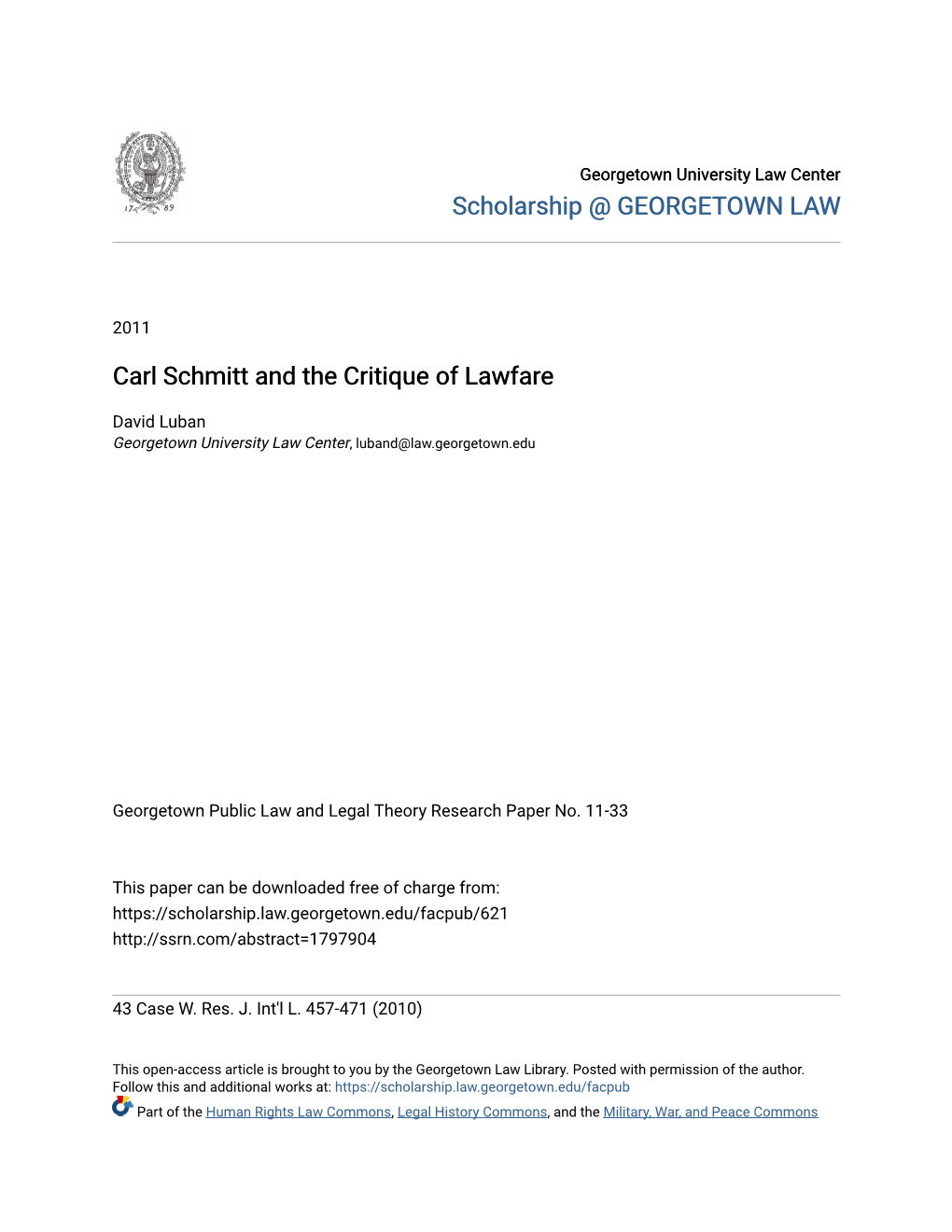 Carl Schmitt and the Critique of Lawfare