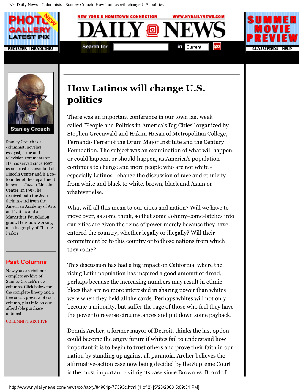 NY Daily News - Columnists - Stanley Crouch: How Latinos Will Change U.S