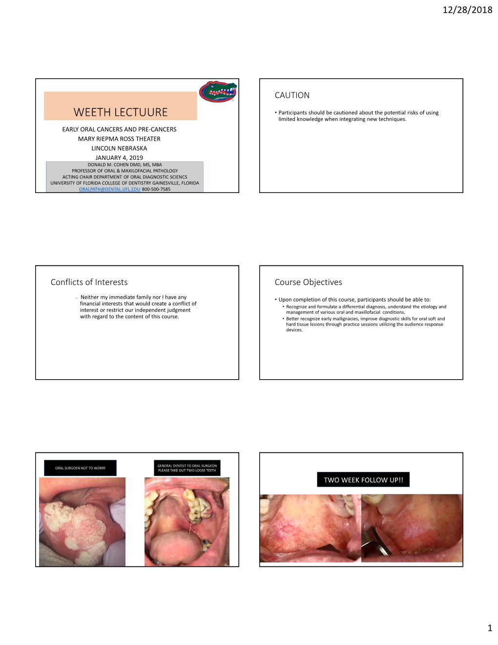 PDF WEETH LECTURE Early Oral Cancers and Precancers