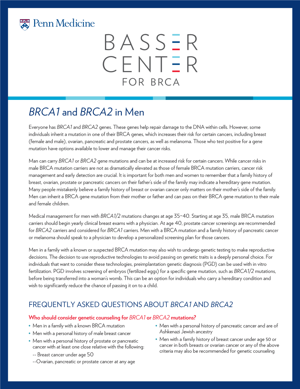 BRCA1 and BRCA2 in Men