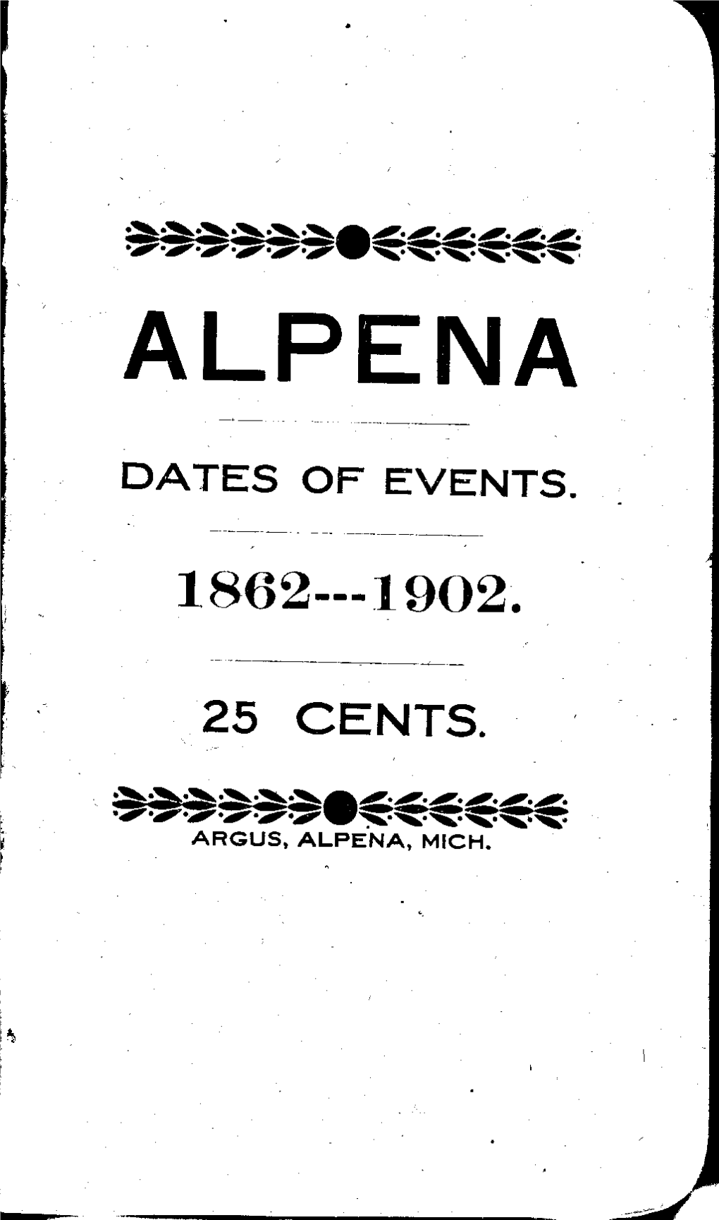 Alpena Dates of Events