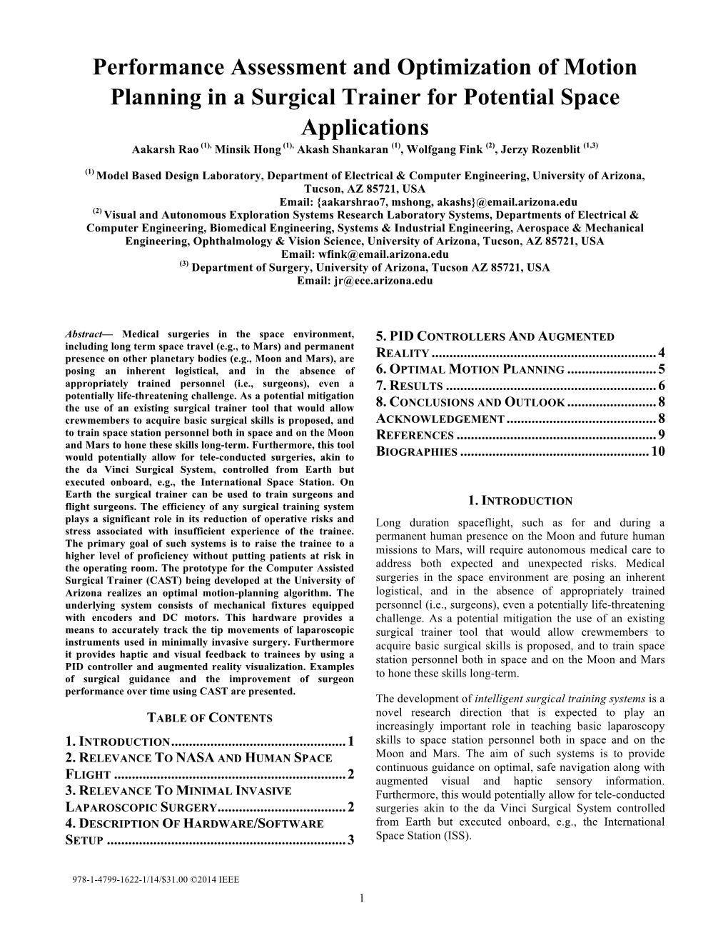 Performance Assessment and Optimization of Motion Planning In