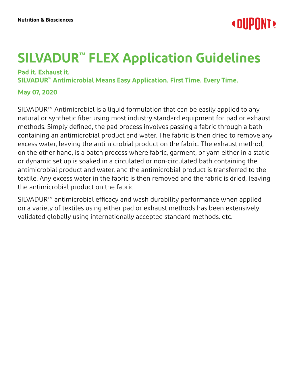 SILVADUR™ Application Guidelines