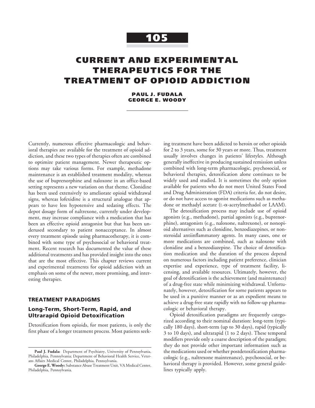 Current and Experimental Therapeutics for the Treatment of Opioid Addiction