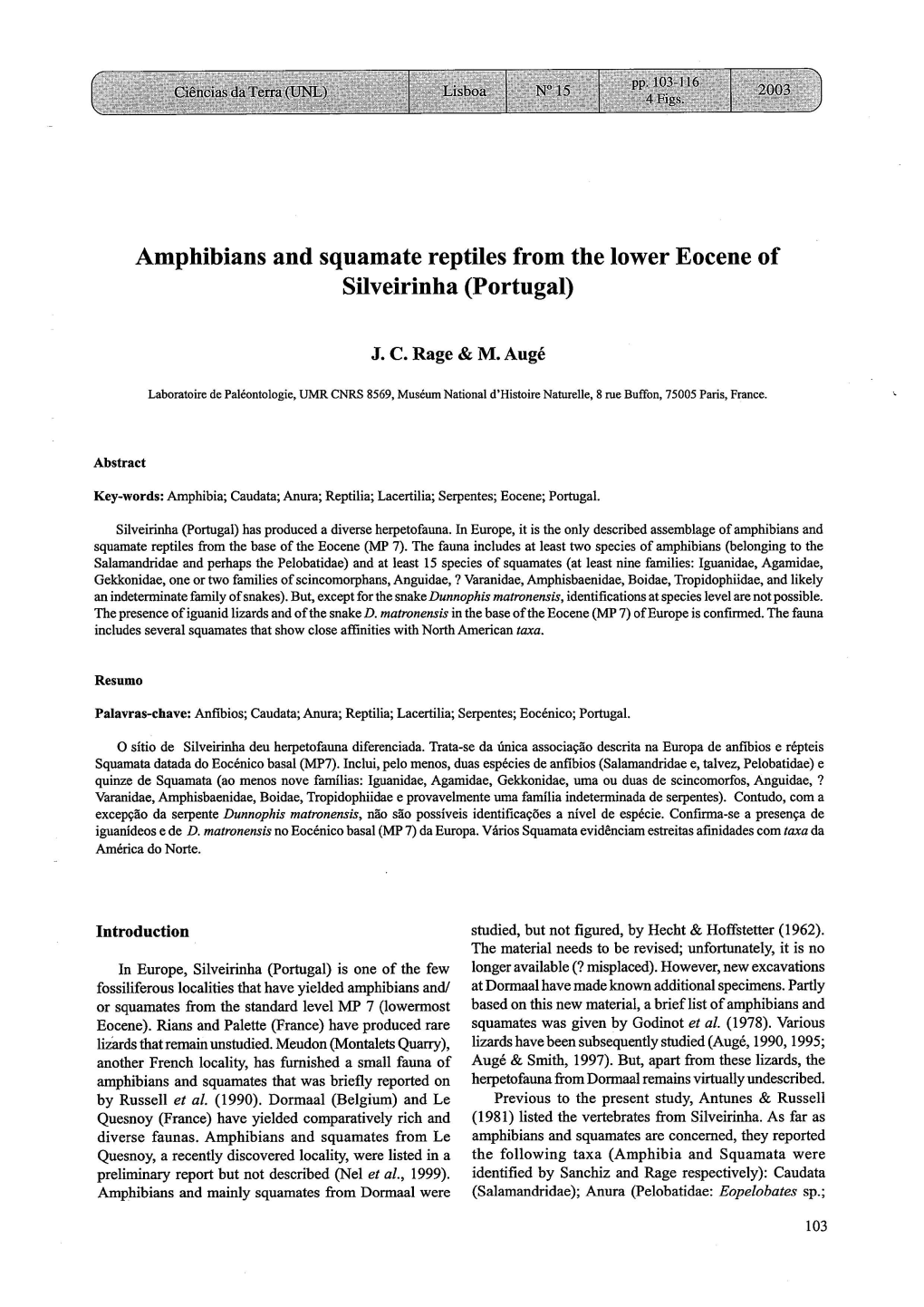 Amphibians and Squamate Reptiles from the Lower Eocene of Silveirinha (Portugal)