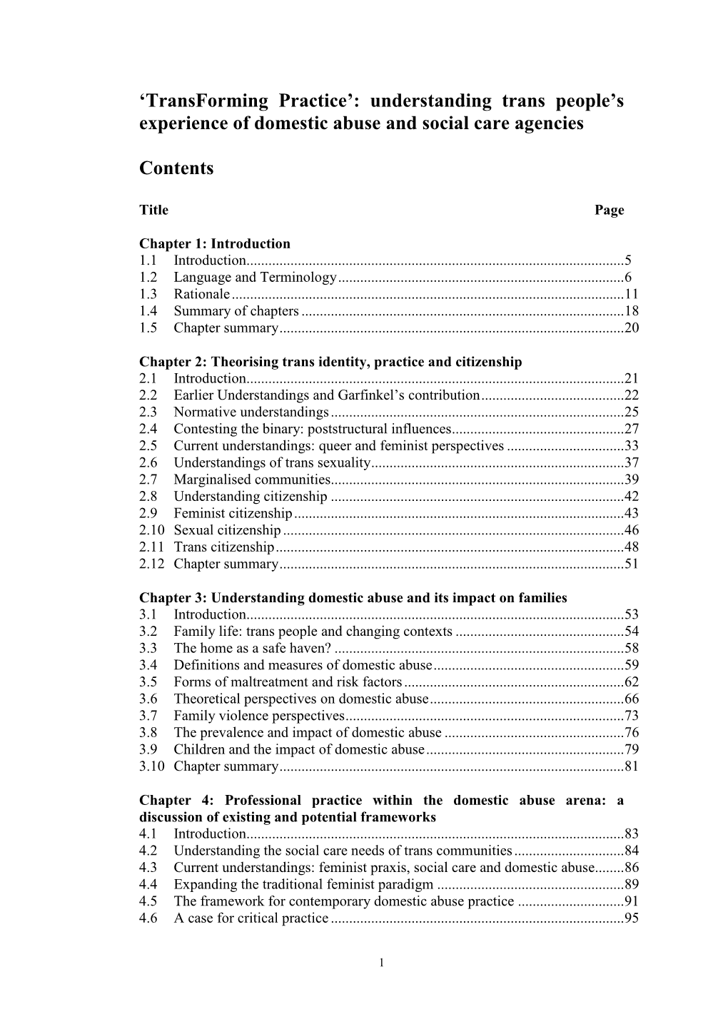 Transforming Practice’: Understanding Trans People’S Experience of Domestic Abuse and Social Care Agencies