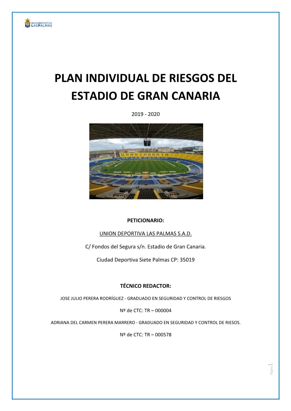 Plan Individual De Riesgos Del Estadio De Gran Canaria