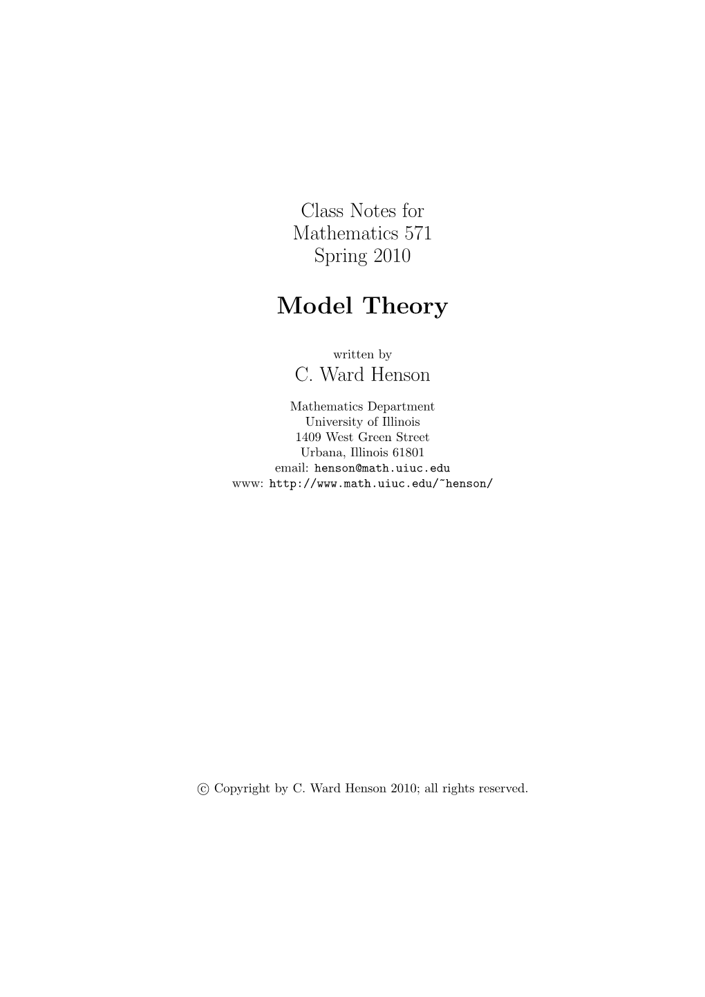 Model Theory