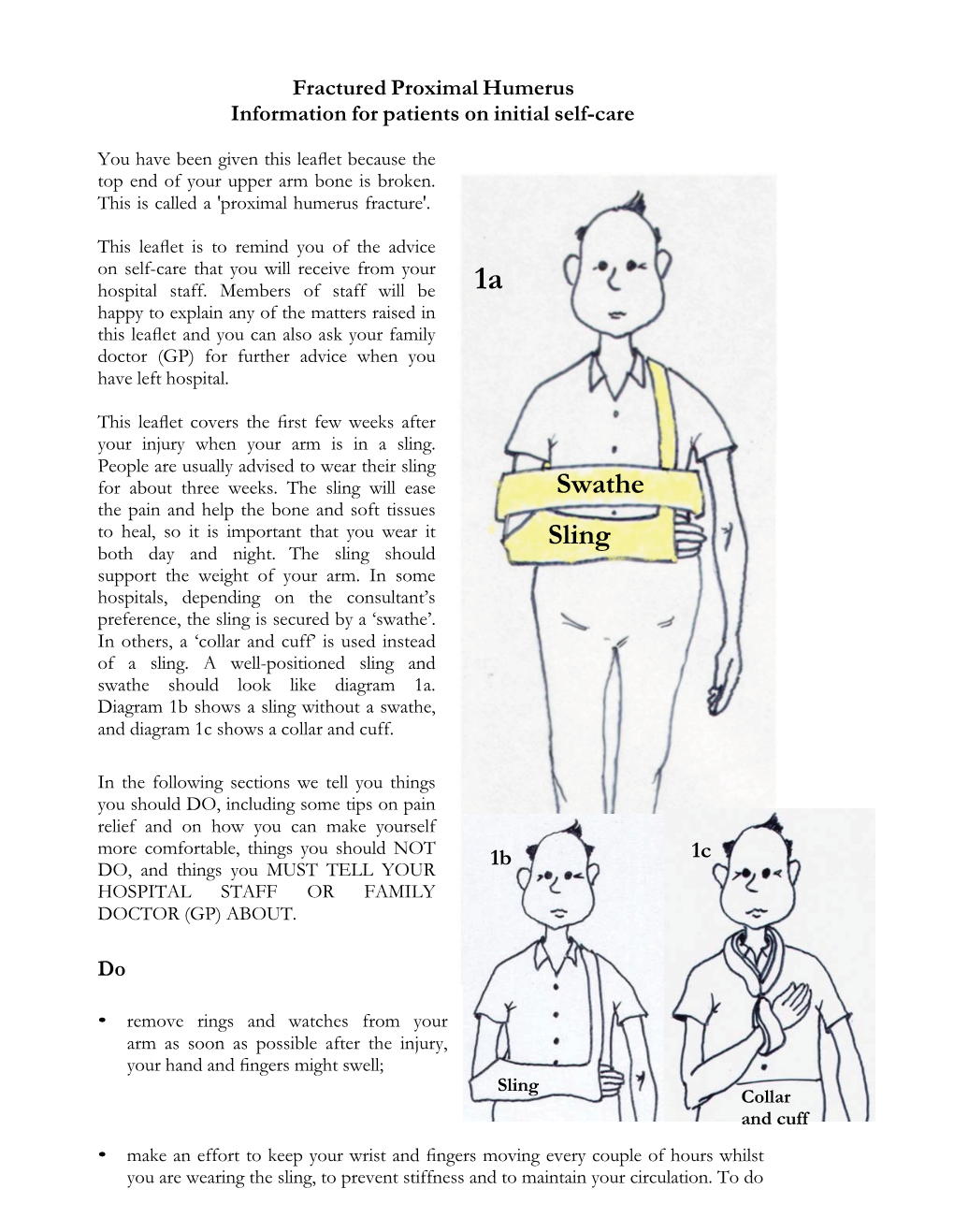 Appendix 12 the Profher Trial Sling Immobilisation Leaflet