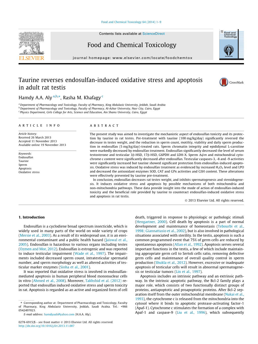 Food and Chemical Toxicology 64 (2014) 1–9